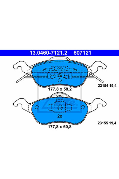 Ate Σετ τακάκια φρένων, δισκόφρενα 13.0460-7121.2