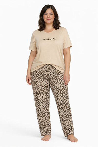 Burcumay Set de pijamale pentru femei, cu imprimeu leopard, croială lejeră, d...