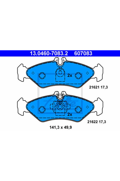 Ate Σετ τακάκια φρένων, δισκόφρενα 13.0460-7083.2