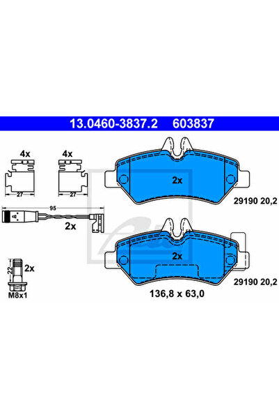 Ate Set plăcuțe de frână, frână cu disc 13.0460-3837.2