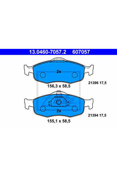 Ate Σετ τακάκια φρένων, δισκόφρενα 13.0460-7057.2