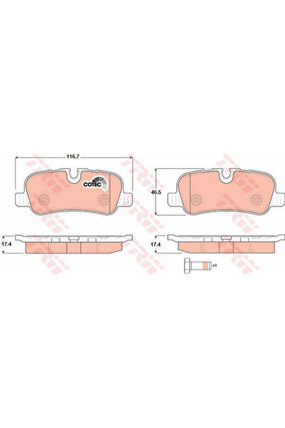 TRW Set Placute Frana,Frana Disc Gdb1632 Land Rover Discovery Iii/Discovery I...