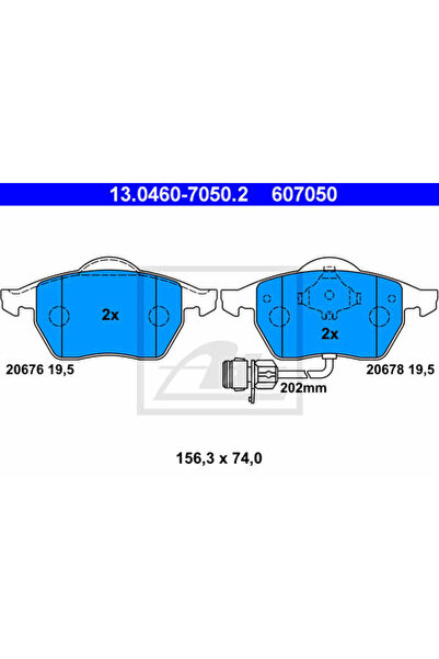 Ate Σετ τακάκια φρένων, δισκόφρενα 13.0460-7050.2