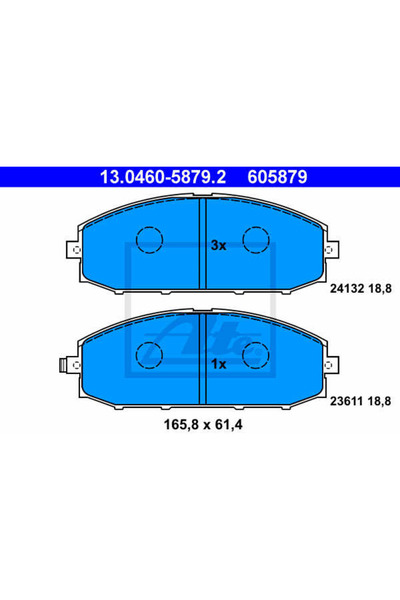 Ate Σετ τακάκια φρένων, δισκόφρενα 13.0460-5879.2