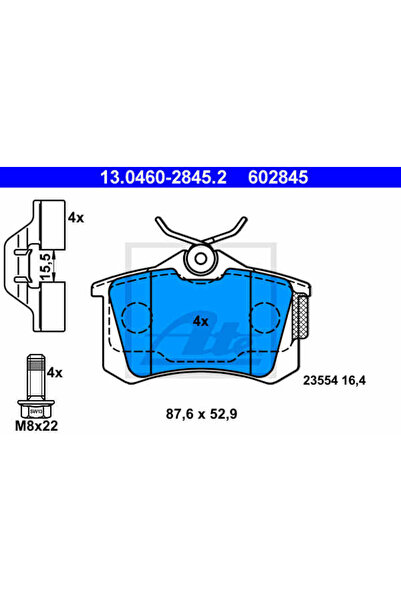 Ate Σετ τακάκια φρένων, δισκόφρενα 13.0460-2845.2