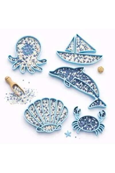OEM Set de joacă senzorială de vară pentru copii – 5 tăvi (caracatiță, barcă, delfin, crab, scoică)
