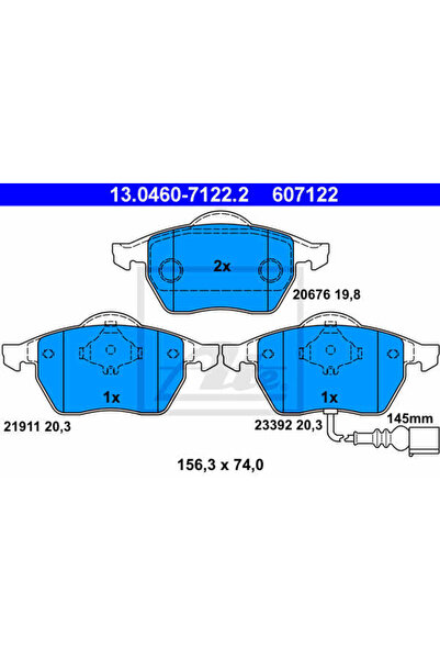 Ate Set plăcuțe de frână, frână cu disc 13.0460-7122.2