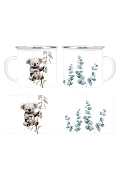 OEM Cană personalizată emailată albă cu ilustrație Koala