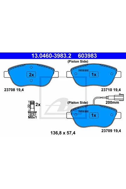 Ate Set plăcuțe de frână, frână cu disc 13.0460-3983.2