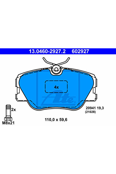Ate Σετ τακάκια φρένων, δισκόφρενο 13.0460-2927.2 Mercedes-Benz 124 T-Model/1...