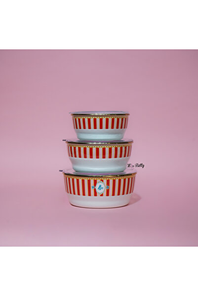 Miss Betty Bellisima 3'lü Emaye Saklama Kabı 14-16-18 Cm