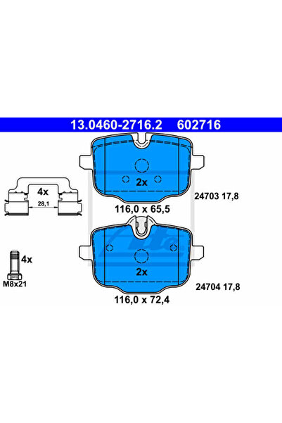 Ate Set plăcuțe de frână, frână cu disc 13.0460-2716.2