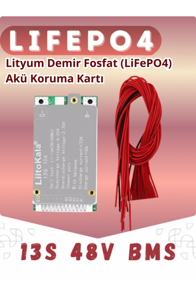 RoboPazar LiFePO4 13S 48V BMS – Lityum Demir Fosfat Batarya Koruma Kartı