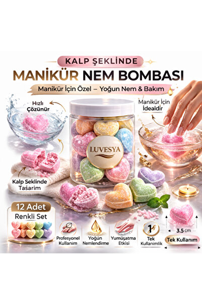 luvesya Manikür Nem Bombası Kalpli – Yoğun Nemlendirici El Bakım Topları (12 ...