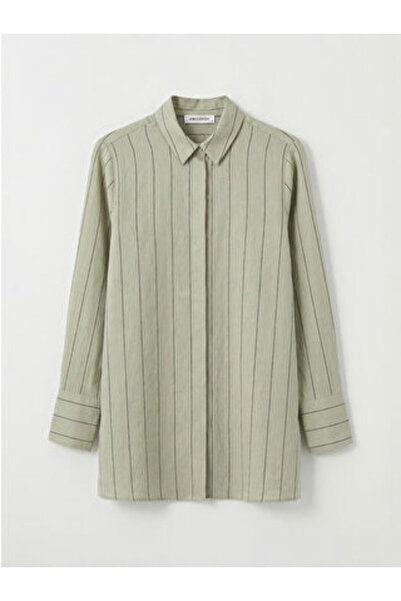 LC Waikiki Green Striped Modal Blend Women's Shirt Tunic