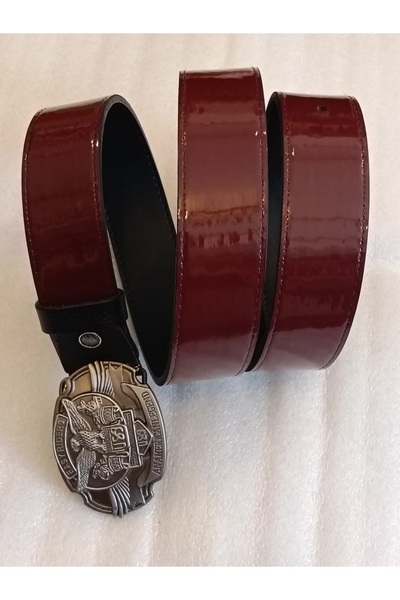 Butik Tülin Unisex Authentic Faux Leather Patent Leather Burgundy Black Metal...