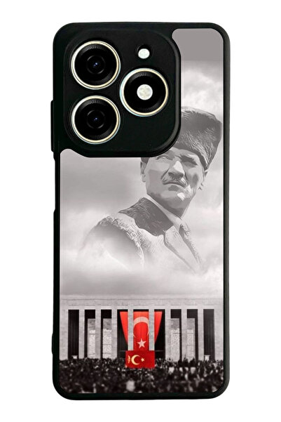 TECNO Spark 20 / 20C Compatible Printed, Matte Black, Soft Silicone, Protecti...