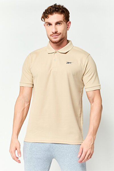 Reebok Men Sportswear Fit Short Sleeve Outdoor Polo Shirt, Tan