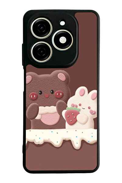 TECNO Spark 20 / 20C Compatible Printed, Matte Black, Soft Silicone, Protecti...