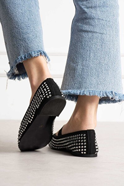 Roshin Shoes Nove sezonske ženske stiletto baletne cipele sa perlama, crne, 1 cm
