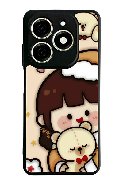 TECNO Spark 20 / 20C Compatible Printed, Matte Black, Soft Silicone, Protecti...