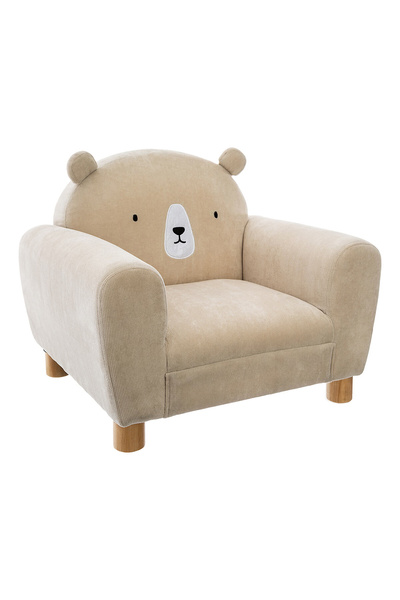 stickerino Children's Armchair with Bear Ears, Upholstered, 52x42x43 cm, Beige