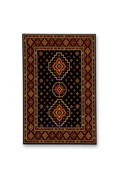 Rugs Modern Halı Mosso Black Beige Theme Traditional Ethnic Patterned Woven B...