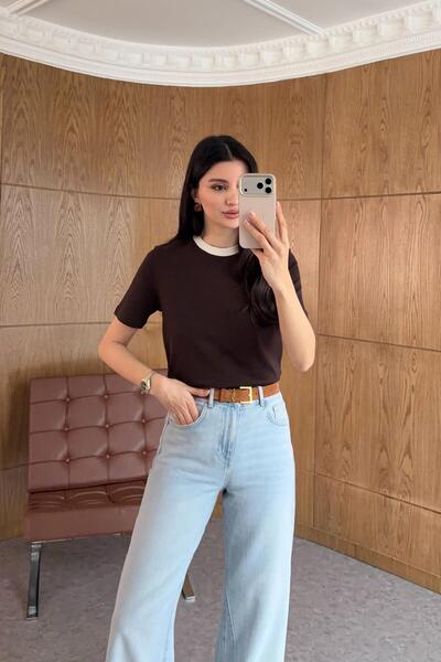 HAZELANNA Μπλουζάκι Ribana Yaka σε πικρό καφέ χρώμα