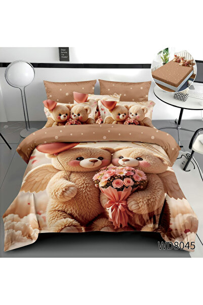 FIONNA.RO Finet 4-Piece Duvet Cover Set With 5D Stretchy In Relief - Teddy Be...