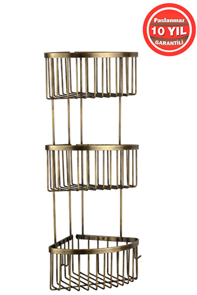BanyomHome Antik Eskitme Bronz Derin Şampuanlık Paslanmaz Pirinç 3'Lü 19x19 c...