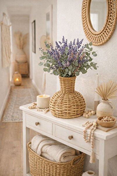 NEWNOW Boho Chic Wicker Vase Dry Flower Vase Modern Boho Home Decor