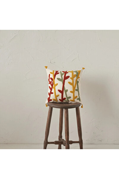 Kemal Tekstil Bambu Bohem Punch Embroidered Throw Pillow Cover (Without Inner...