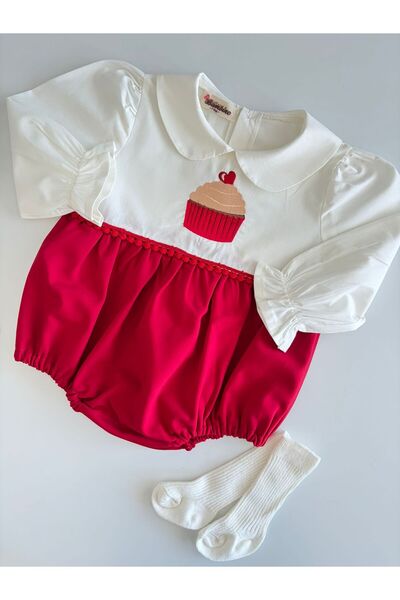 il mio bambino 100% Cotton Handmade Cupcake Embroidery Baby Romper