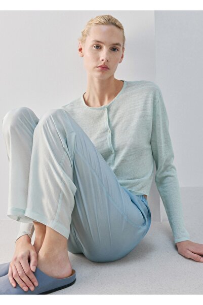 MANGO Woman Pastel renkli keten karışımlı uzun kollu tişört