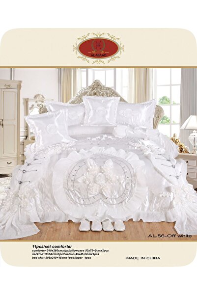 ALMIAAD Luxurious bridal satin bedspread set, 240*260 cm, 11 pieces - Double ...