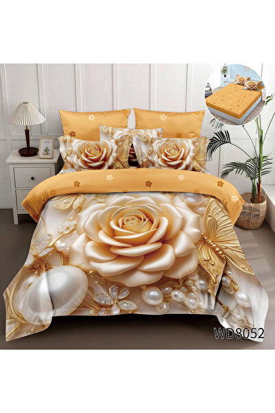FIONNA.RO Finet 4-Piece Duvet Cover Set With 5D Stretchy In Relief - Roses An...