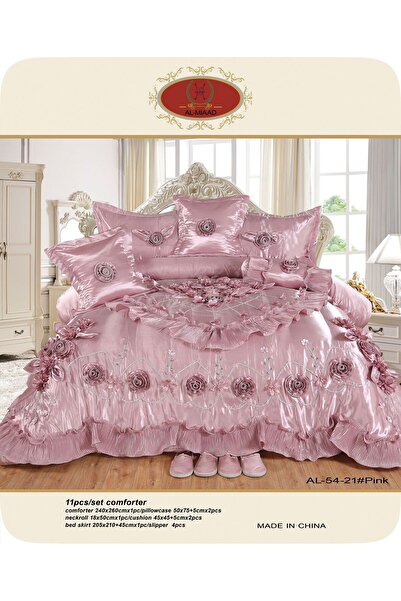 ALMIAAD Luxurious bridal satin bedspread set, 240*260 cm, 11 pieces - Double ...