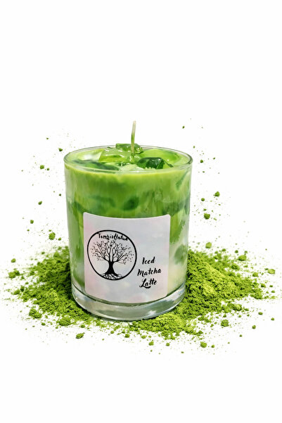 Tomris Hatun Ice Matcha Latte Mum, Soya Wax ve Jel Mum, Vanilya Kokulu