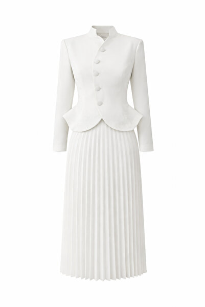 HAZELANNA Embroidered White Double Set