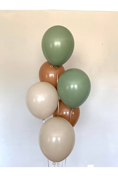 Parti Düşleri Okaliptüs - Karamel Kahve - Kum Beji Renk 6lı Balon Seti