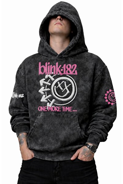 Fuddy Moda Unisex Oversize Blink-182 One More Time Sleeve Printed Hooded Wash...