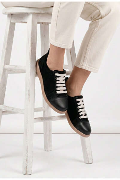 Dasha Pantofi dama casual negri din doua tipuri de piele 40