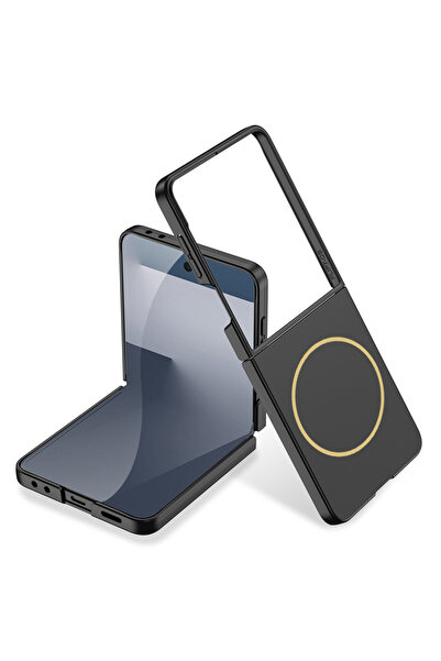 Paladyum Case غطاء أسود متوافق مع هاتف سامسونج جالاكسي زد فليب 7 مع تقنية ماج...