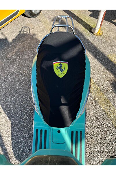 CEBECİOTO Black Top with Yellow Horse Pattern Combed Cotton Motorcycle Cover ...