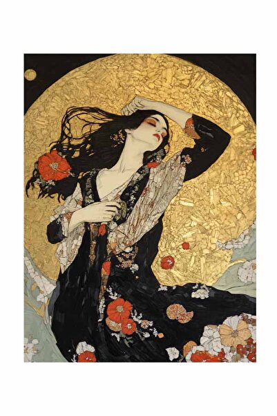 Taranist Poster - Klimt Rüya Altın Zeminli Klasik Figür - Sanat Posteri