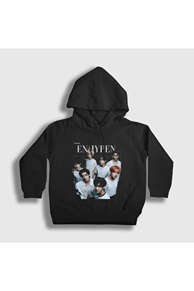Presmono Unisex Παιδικό Μαύρο Φούτερ με κουκούλα K Pop Enhypen 604668tt