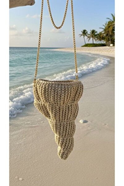 EL YAPIMI Deniz kabuğu özel tasarım el örgüsü çanta - kadın yazlık çanta