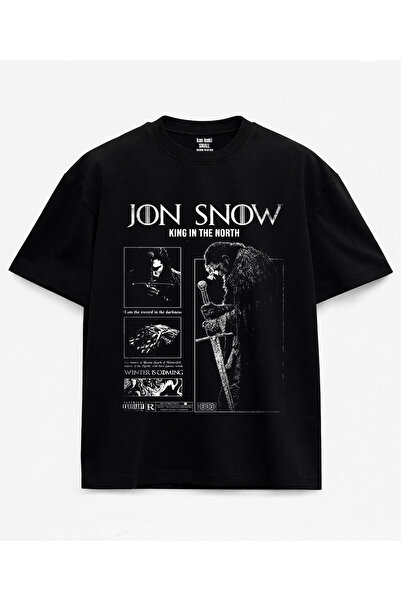kun inaki Jon Snow Game Of Thrones Baskılı Siyah Unisex T-Shirt