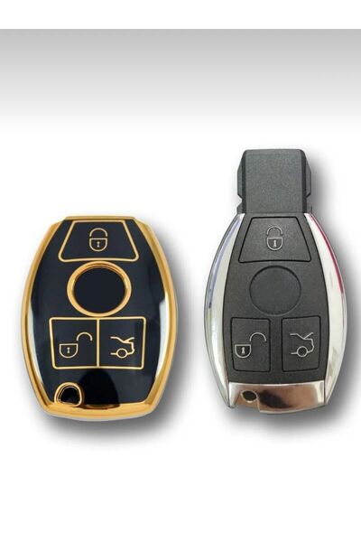 ÖZEN KEYS Luxury Mercedes Benz 2001-2016 Be Type Nano Key Case Black Gold Gol...