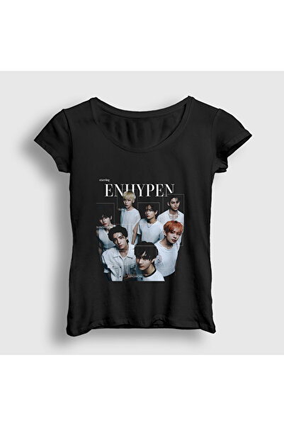 Presmono Women's Black Starring K Pop Enhypen T-Shirt 604679Tt